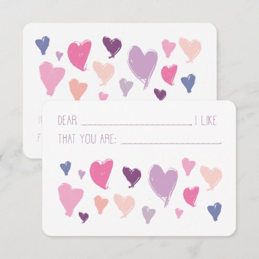 Valentijn Classroom Compliment Card Kaart (Voorkant / Achterkant)