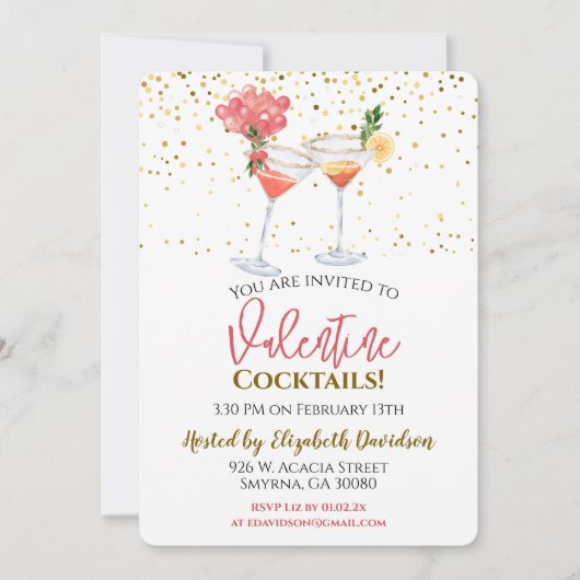 Valentijn Cocktail Party Kaart (Voorkant)