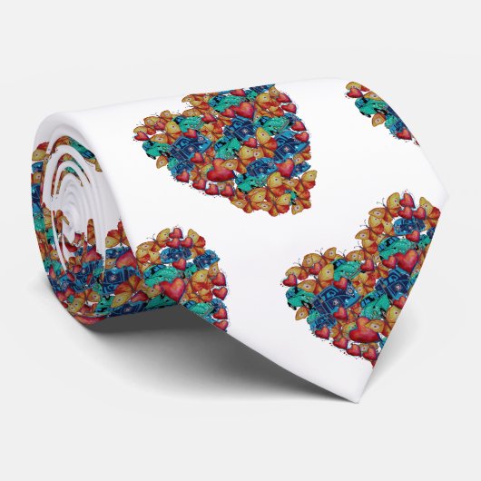 Valentijn Colorful Heart Stropdas (Opgerold)