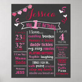 Valentijn Confetti Birthday Chalkboard Poster