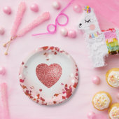 Valentijn Confetti Red Glitter Heart Paper Bord (Feest)