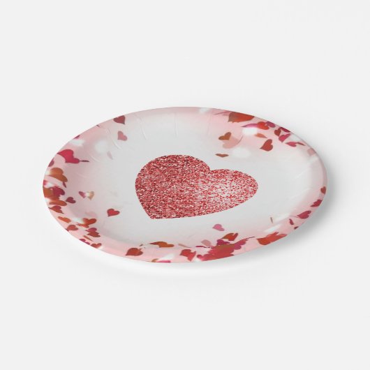 Valentijn Confetti Red Glitter Heart Paper Bord (Gekanteld)