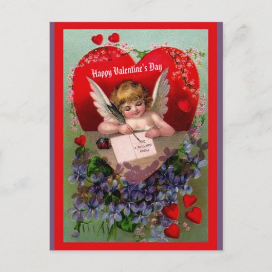  Valentijn copy Angel, Hearts, Flowers Briefkaart (Voorkant)