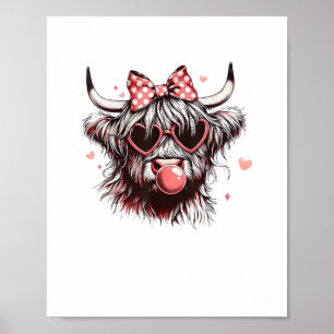 Valentijn Coquette Bow Heifer Highland Koe Blowing Poster