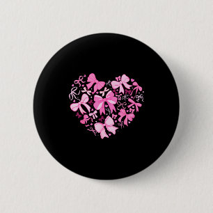 Valentijn Coquette Roze Strik Hart Vrouwen Meisjes Ronde Button 5,7 Cm