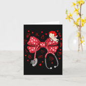 Valentijn Coquette Strik Verpleegster Stethoscoop Kaart (Gele Bloem)