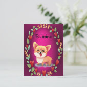 Valentijn Corgi Love Briefkaart (Staand voorkant)