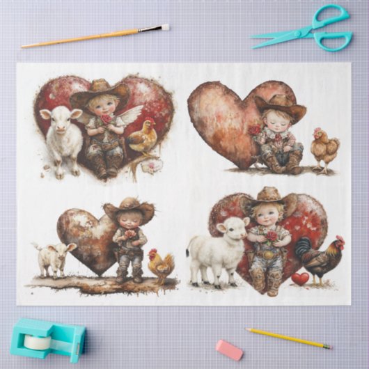 Valentijn Country Fried Tissuepapier (Craft)