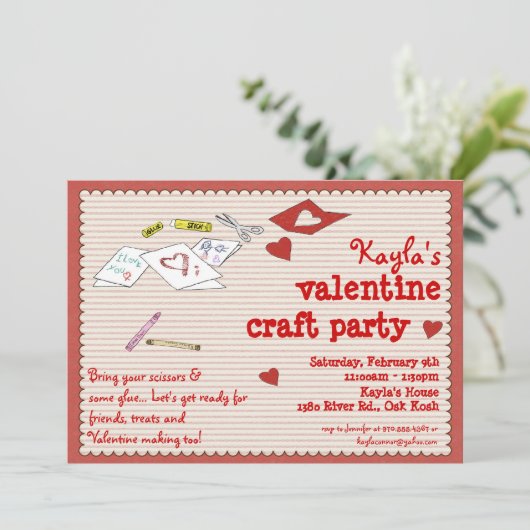 Valentijn Craft Party of Birthday Party Kaart (Staand voorkant)