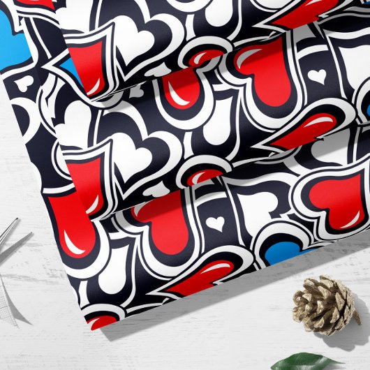 Valentijn Crazy Hearts | Valentijn Gift Wrap Cadeaupapier