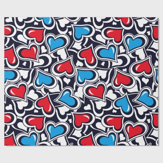 Valentijn Crazy Hearts | Valentijn Gift Wrap Cadeaupapier (Vlak)