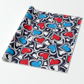 Valentijn Crazy Hearts | Valentijn Gift Wrap Cadeaupapier (Uitgerold)