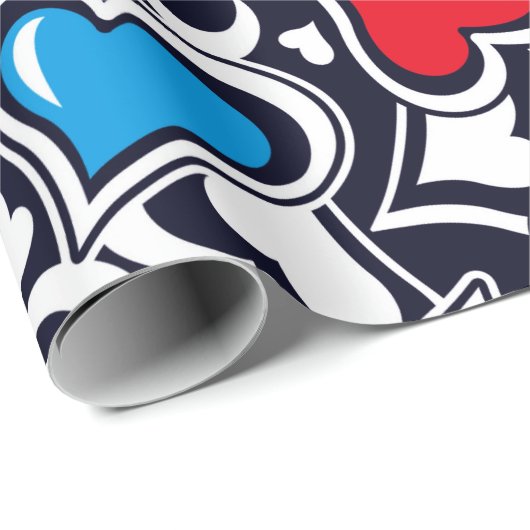 Valentijn Crazy Hearts | Valentijn Gift Wrap Cadeaupapier (Rol Hoek)