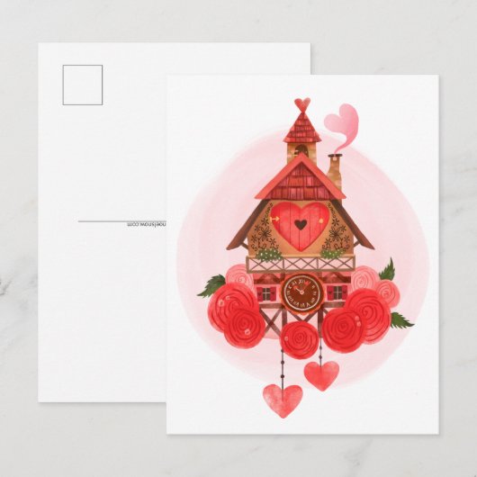 Valentijn Cuckoo Clock Briefkaart (Voorkant / Achterkant)