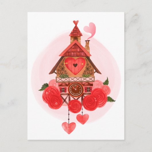 Valentijn Cuckoo Clock Briefkaart (Voorkant)