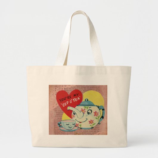  Valentijn Cup in Tea Grote Tote Bag (Voorkant)