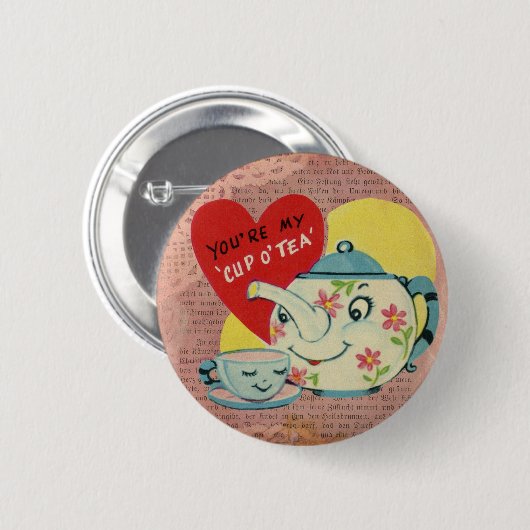 Valentijn Cup in Tea Ronde Button 5,7 Cm (Voorkant /achterkant)