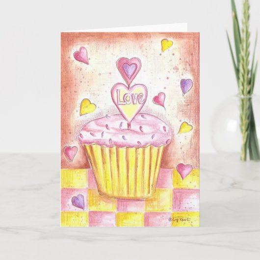 Valentijn Cupcake Feestdagen Kaart (Voorkant)
