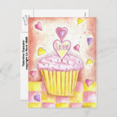 Valentijn Cupcake Feestdagenkaart (Voorkant / Achterkant)