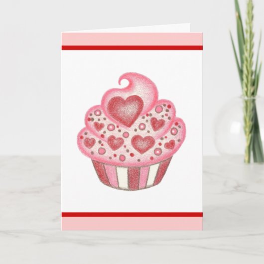 Valentijn Cupcake Kaart (Voorkant)