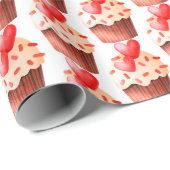 Valentijn cupcake met hartjes cadeaupapier (Rol Hoek)