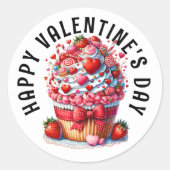 VALENTIJN CUPCAKE RONDE STICKER (Voorkant)