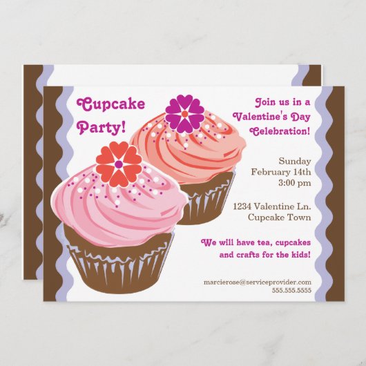 Valentijn Cupcakes Kaart (Voorkant / Achterkant)