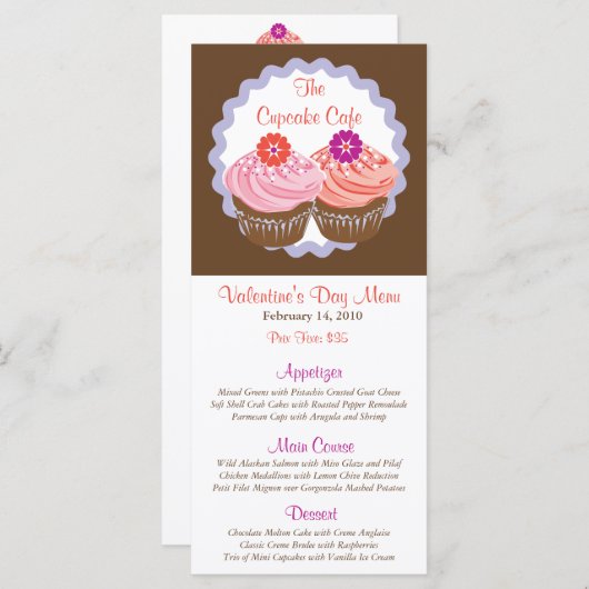 Valentijn Cupcakes Menu (Voorkant / Achterkant)