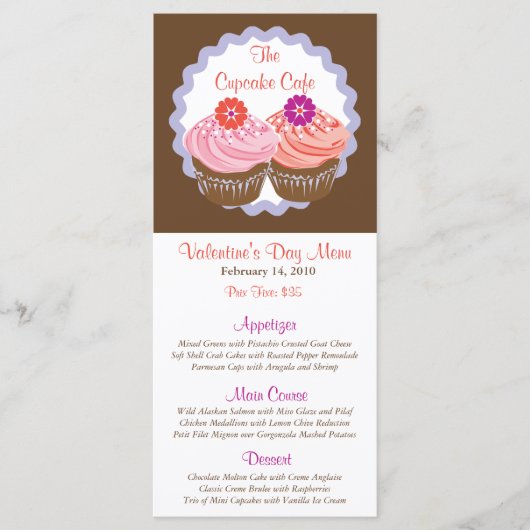 Valentijn Cupcakes Menu (Voorkant)