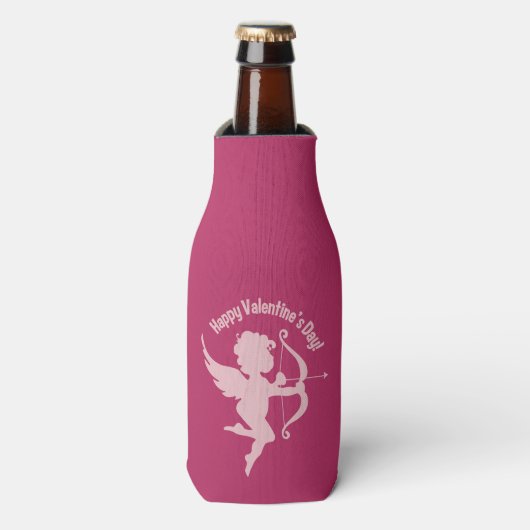 Valentijn Cupid aangepaste monogram flessenkoeler Flesjeskoeler (Fles Voorkant)