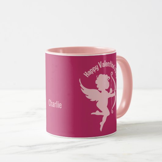 Valentijn Cupid aangepaste naam mokken (Voorkant rechts)