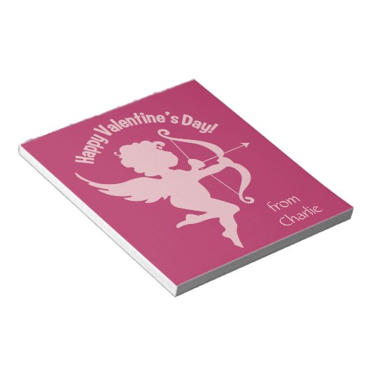 Valentijn Cupid aangepaste naam notitieblok (Schuin)