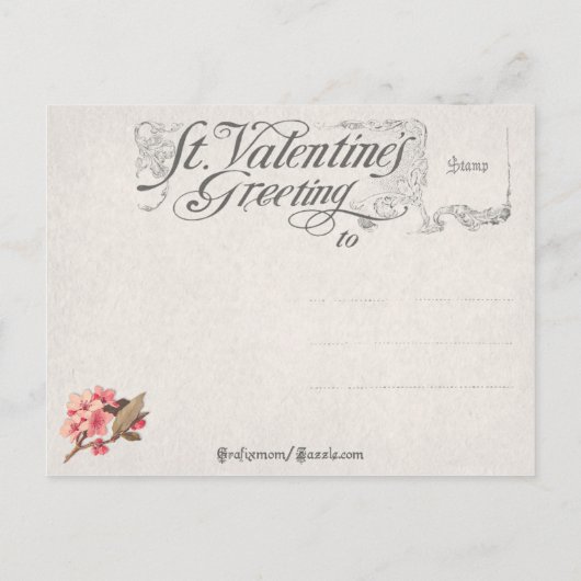  Valentijn Cupid en Floral Heart Feestdagenkaart (Achterkant)