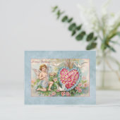  Valentijn Cupid en Floral Heart Feestdagenkaart (Staand voorkant)