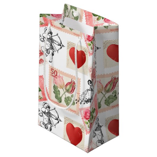 Valentijn Cupid en Stamps Klein Cadeauzakje (Voorkant Gekanteld)