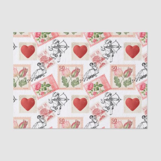  Valentijn Cupid en Stamps Tissuepapier (Voorkant)