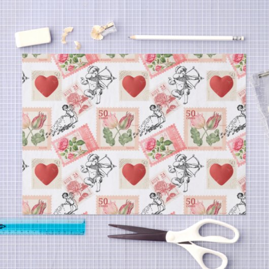  Valentijn Cupid en Stamps Tissuepapier (Craft)