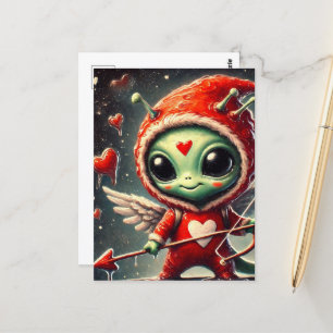 Valentijn Cupid Green Alien Briefkaart