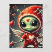 Valentijn Cupid Green Alien Briefkaart (Voorkant)