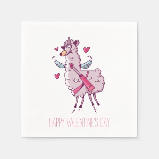 Valentijn Cupid Llama Servet (Voorkant)