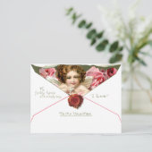 Valentijn Cupid met roze rozen Briefkaart (Staand voorkant)