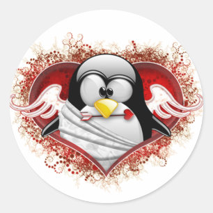 Valentijn Cupid Tux Ronde Sticker