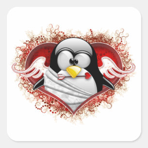 Valentijn Cupid Tux Vierkante Sticker
