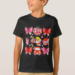 Valentijn Cupido Coquette Roze Boog Apple Boeken T T-shirt