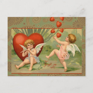 Valentijn Cupido's Liefde Antiek Oudgedrukt Feestdagenkaart