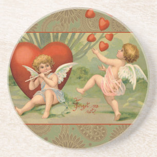 Valentijn Cupido's Liefde Antiek Retro Zandsteen Onderzetter