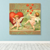 Valentijn Cupids Love Antiek Vintage Canvas Afdruk (Insitu (Houten vloer))