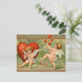 Valentijn Cupids Love Antiek Vintage Feestdagenkaart (Staand voorkant)