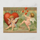 Valentijn Cupids Love Antiek Vintage Feestdagenkaart (Voorkant)