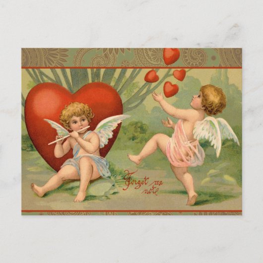 Valentijn Cupids Love Antiek Vintage Feestdagenkaart (Voorkant)